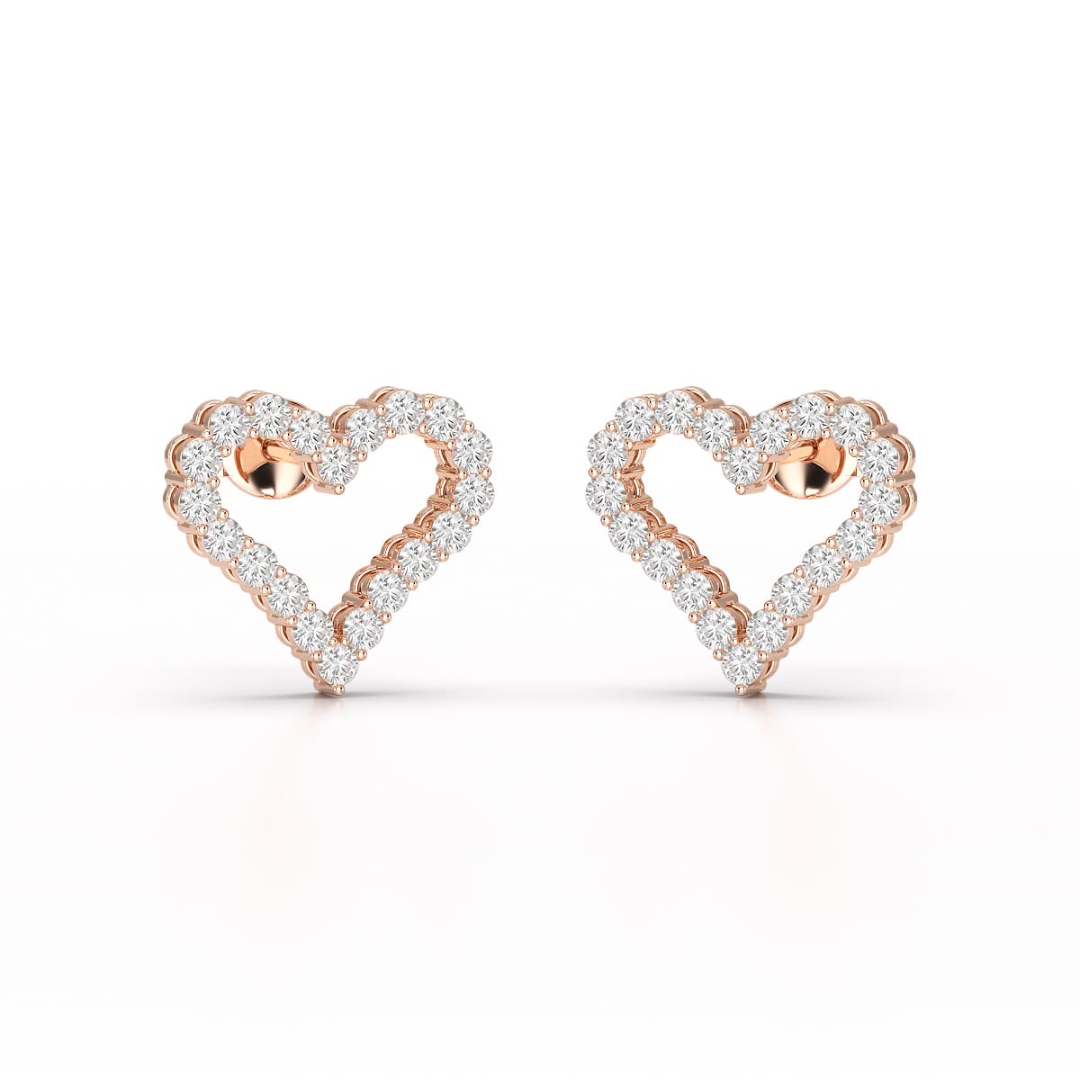 0.56 CT Heart Shaped Lab Diamond Stud Earrings