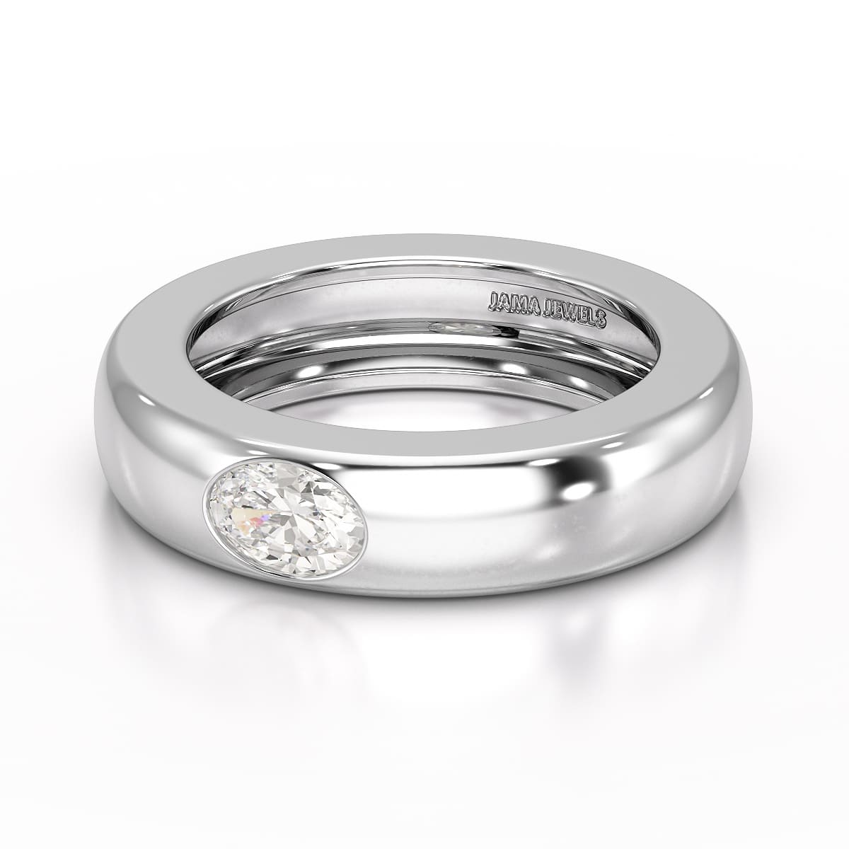 0.5 CT Oval Lab Diamond Simple Wedding Band