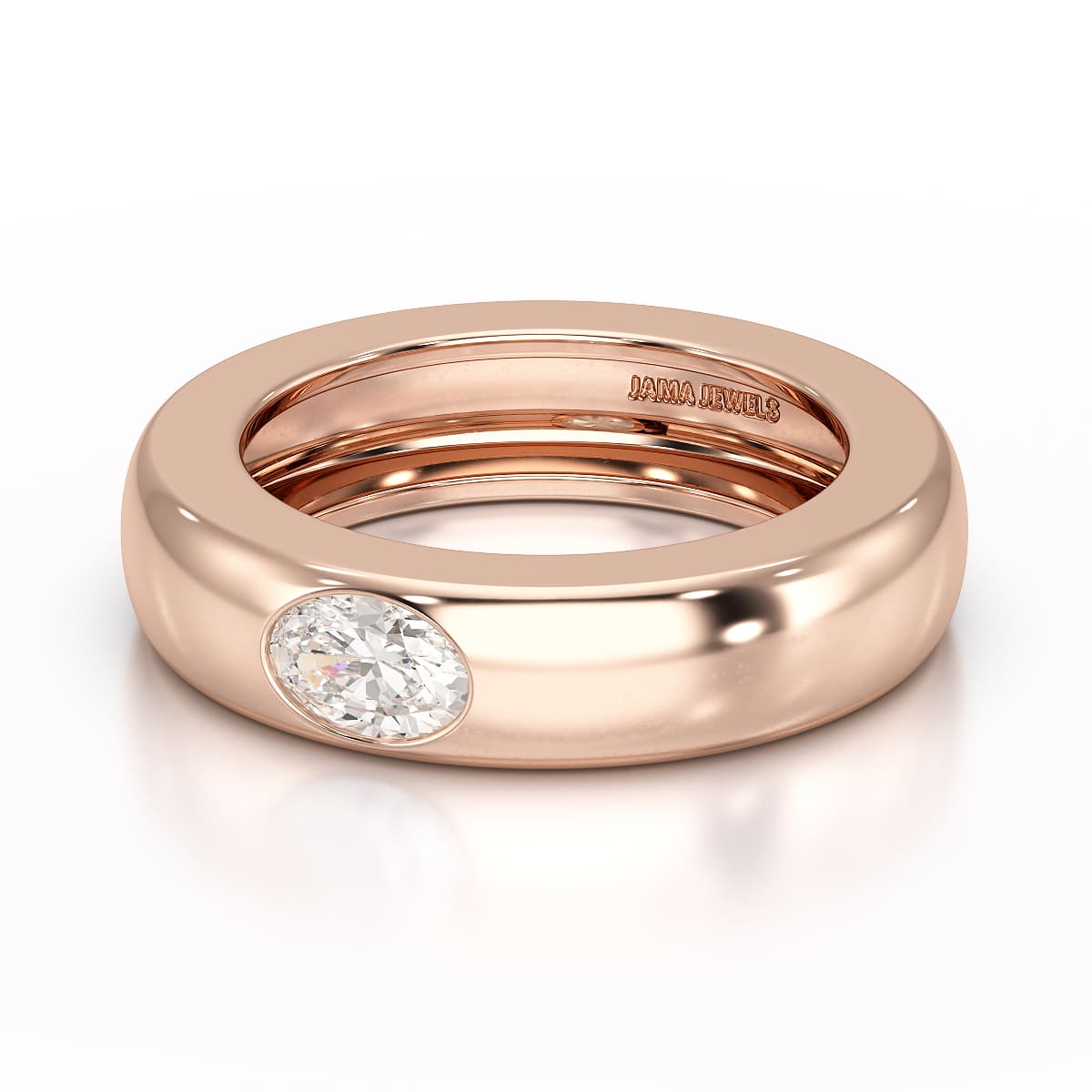 0.5 CT Oval Lab Diamond Simple Wedding Band