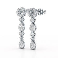 0.65 CT Lab Diamond Flower Dangle Drop Earring