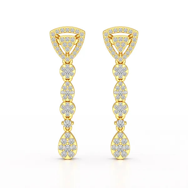 0.78 CT Round Dangle Drop Lab Diamond Earrings
