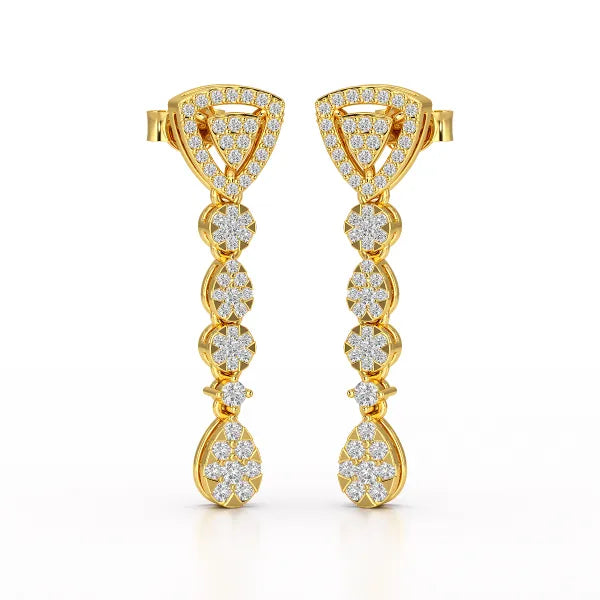 0.78 CT Round Dangle Drop Lab Diamond Earrings
