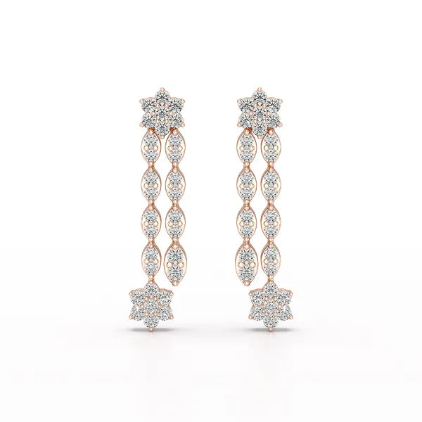 0.79 CT Drop & Dangle Lab Diamond Wedding Earrings - Jama Jewels 