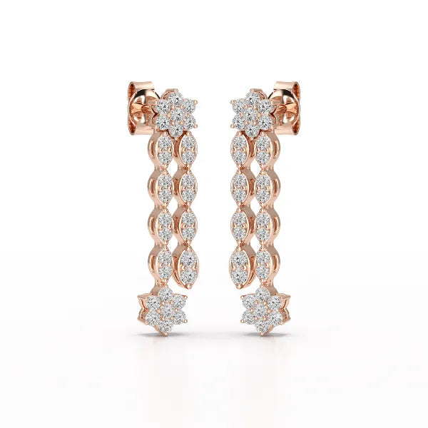 0.79 CT Drop & Dangle Lab Diamond Wedding Earrings - Jama Jewels 