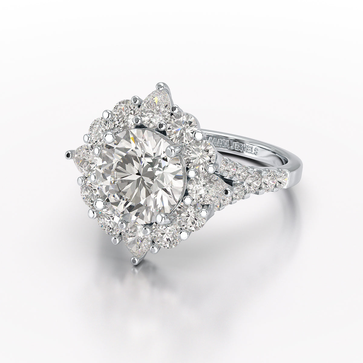 4.95 Carat Round Pear Lab Diamond Ring - Jama Jewels 