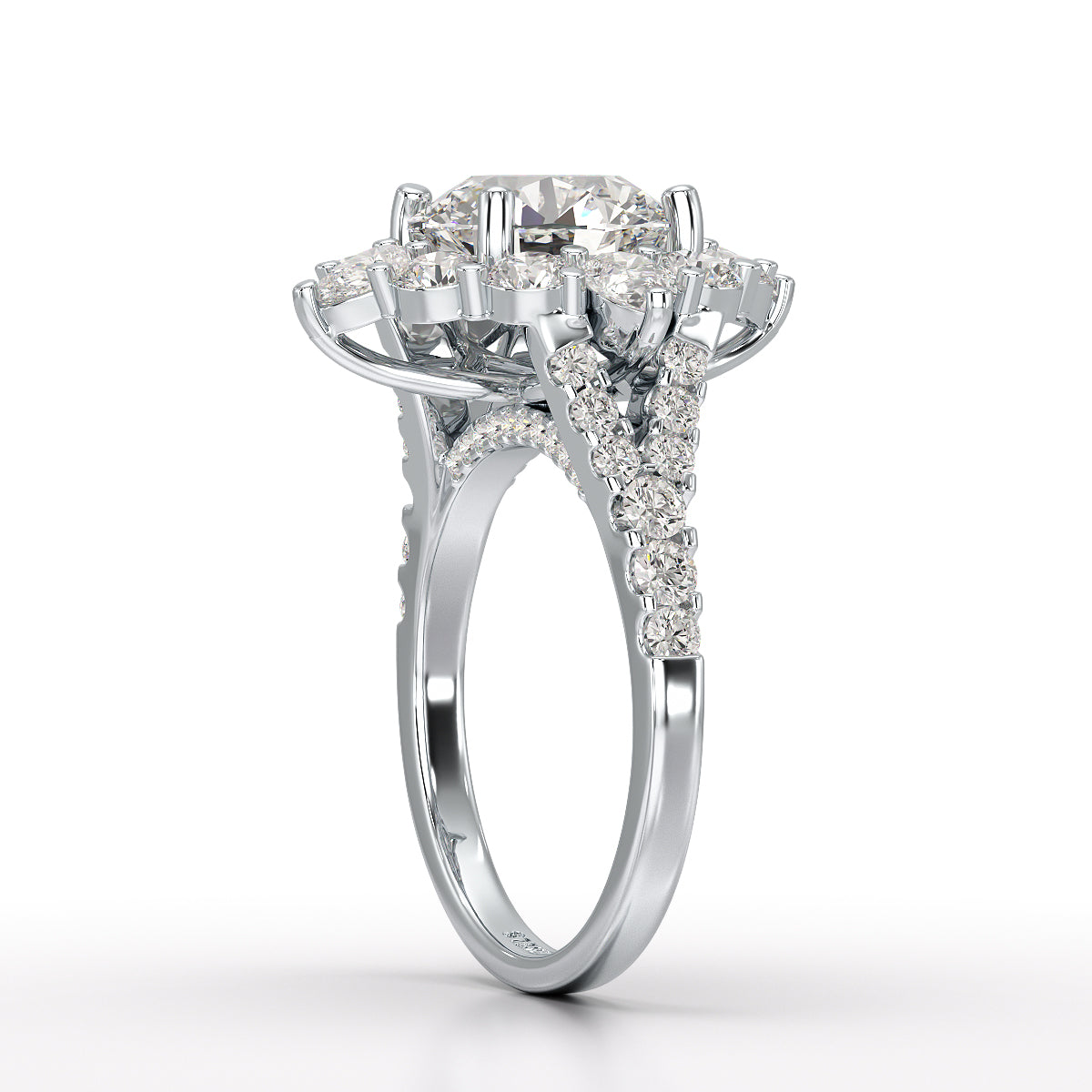 4.95 Carat Round Pear Lab Diamond Ring - Jama Jewels 