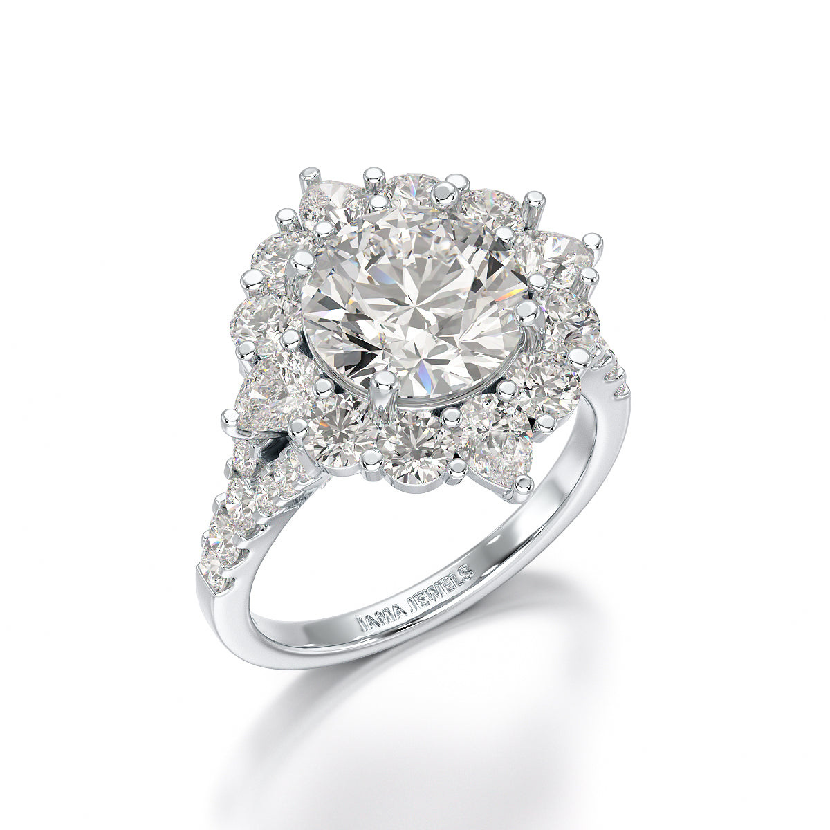 4.95 Carat Round Pear Lab Diamond Ring - Jama Jewels 