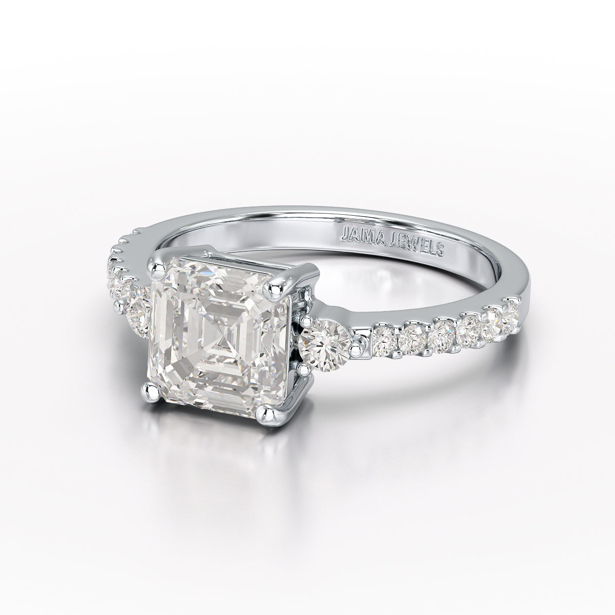 Asscher Cut 2.33 CT Lab Diamond Engagement Ring - Jama Jewels 