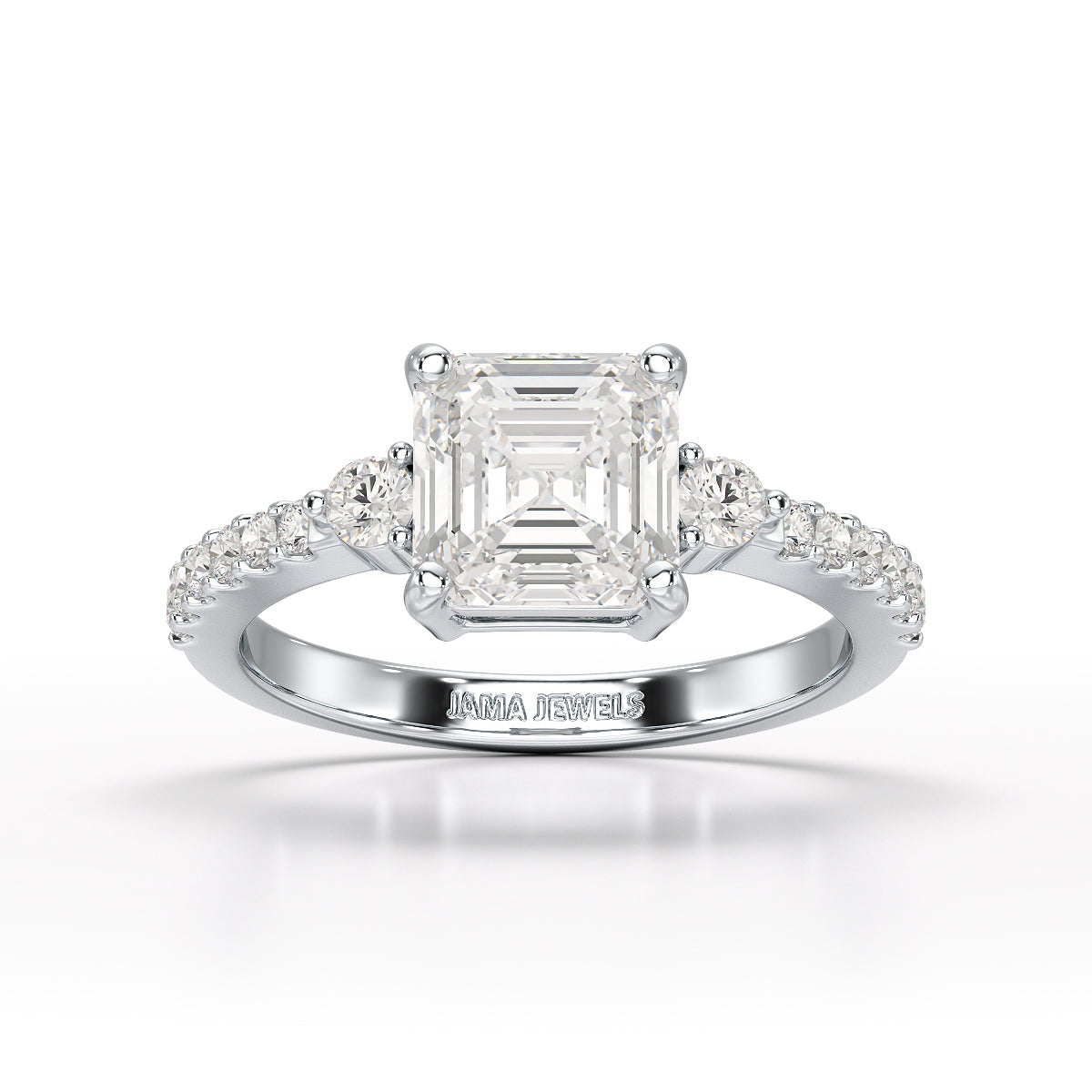 Asscher Cut 2.33 CT Lab Diamond Engagement Ring - Jama Jewels 