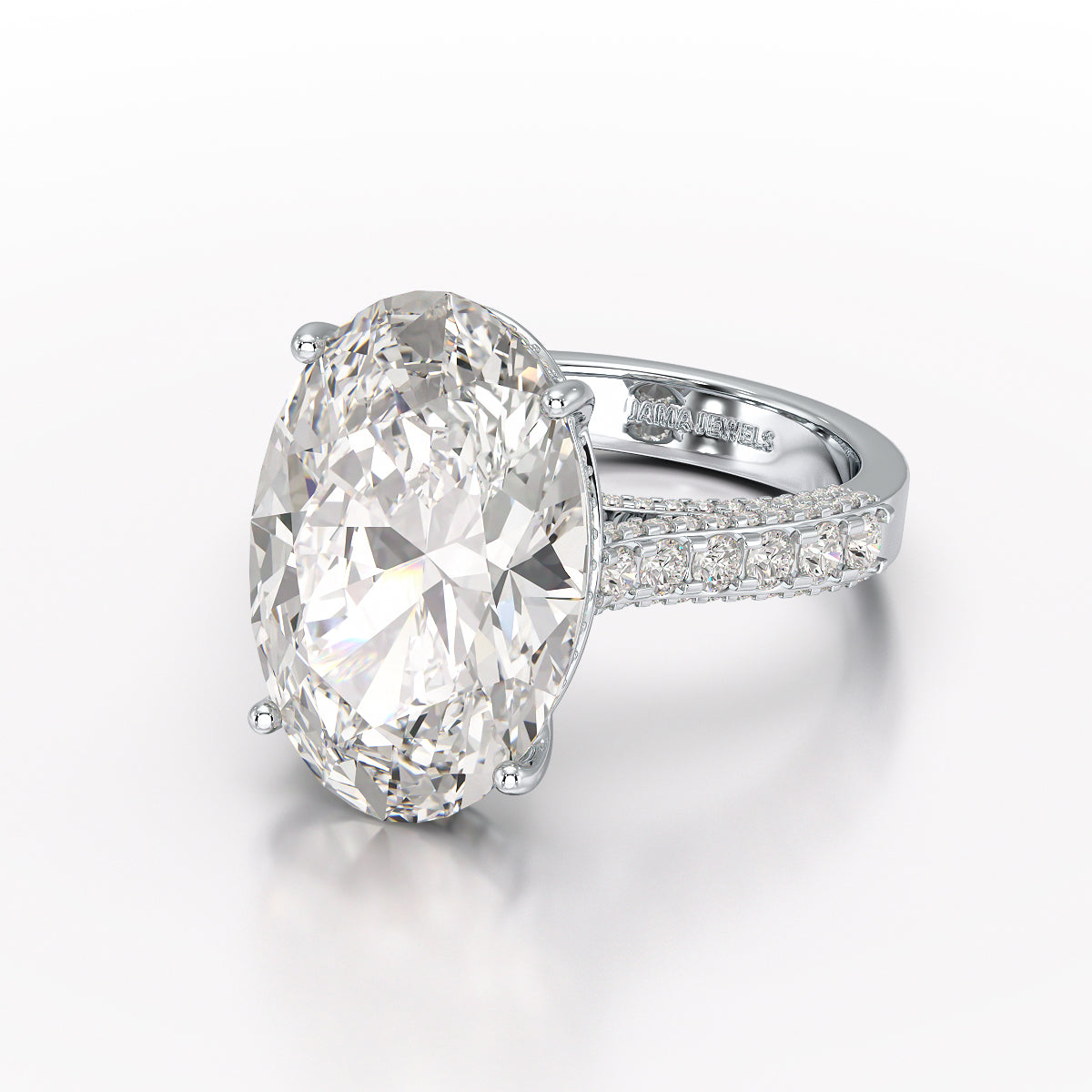 12.06 Carat Oval Cut Lab Diamond Engagement Ring - Jama Jewels 