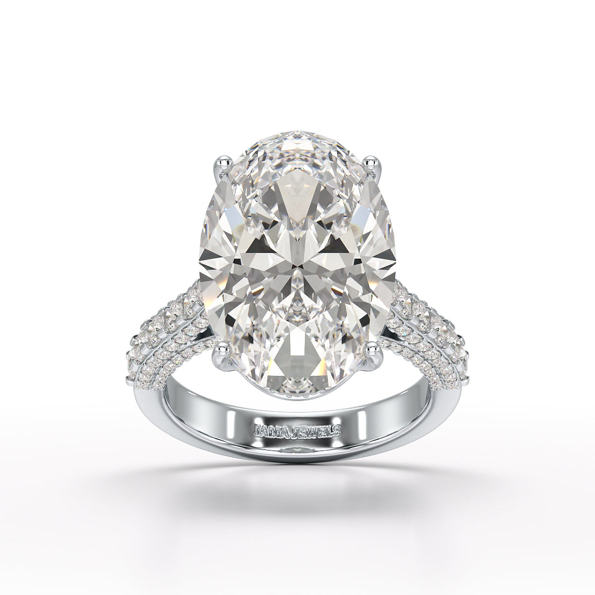 12.06 Carat Oval Cut Lab Diamond Engagement Ring - Jama Jewels 