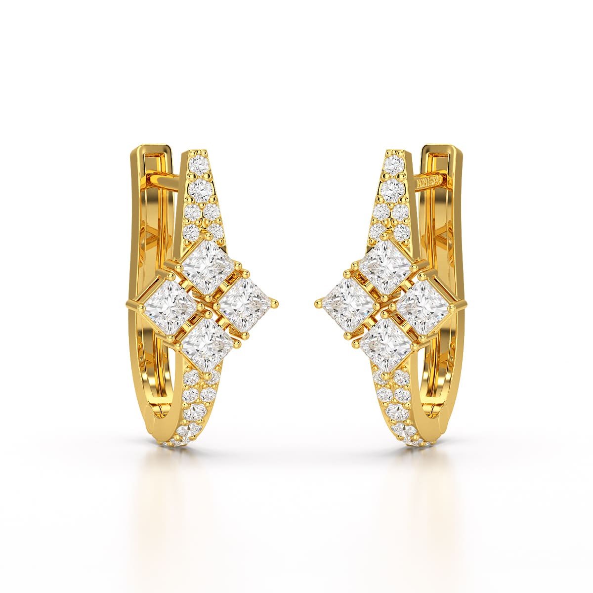 1.07 CT Princess Cut Lab Diamond Hoop Earrings