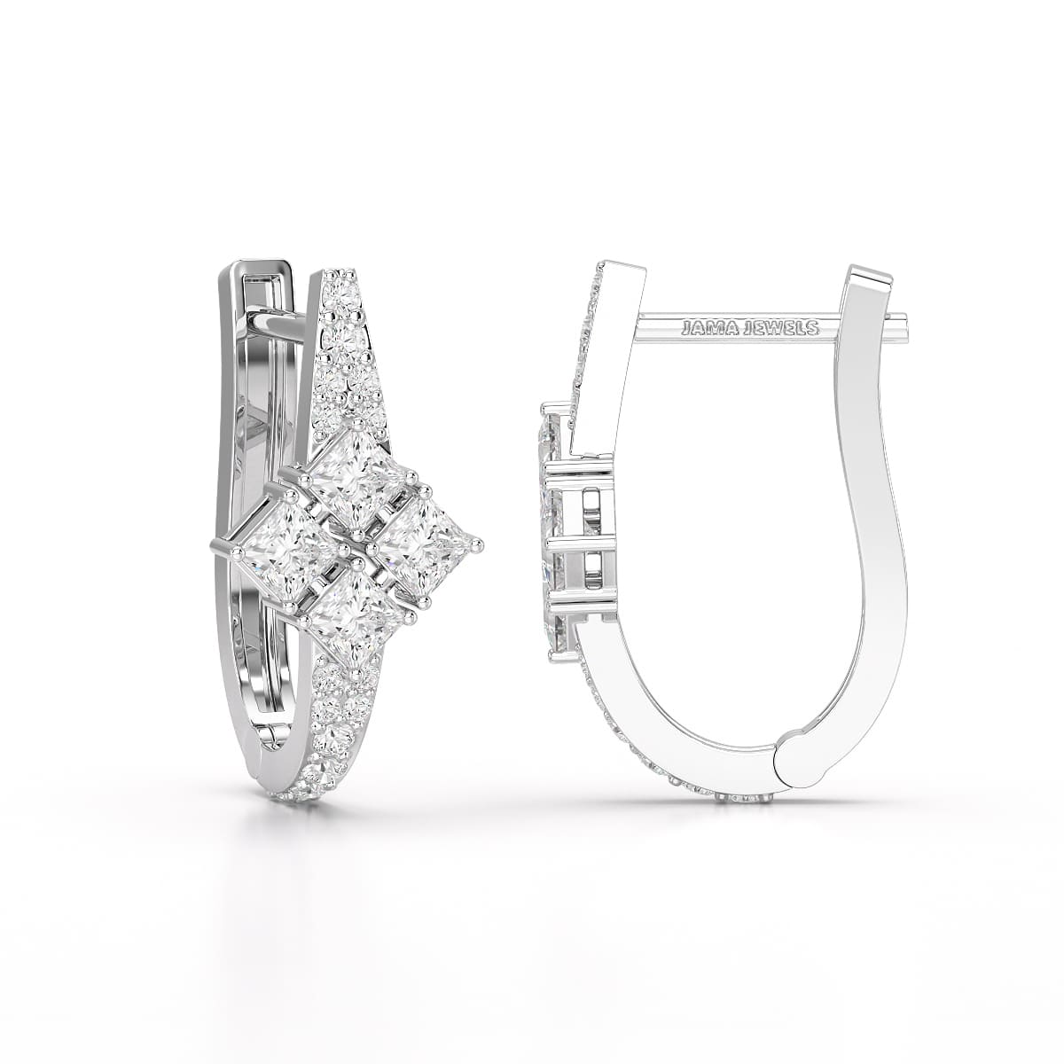 1.07 CT Princess Cut Lab Diamond Hoop Earrings