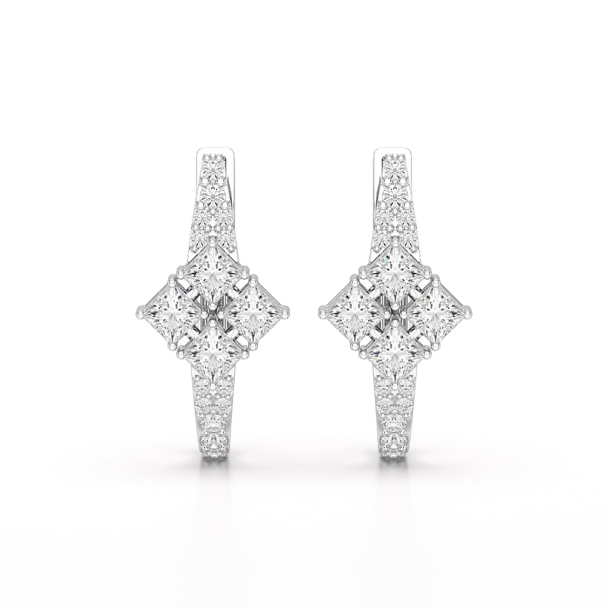 1.07 CT Princess Cut Lab Diamond Hoop Earrings