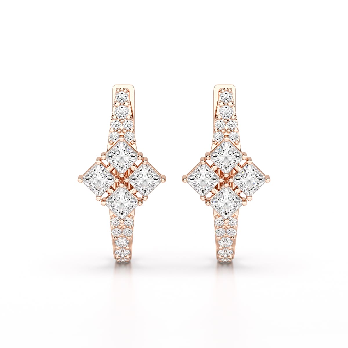 1.07 CT Princess Cut Lab Diamond Hoop Earrings