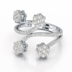 1.12 CT Flower Shape Lab Diamond White Gold Ring