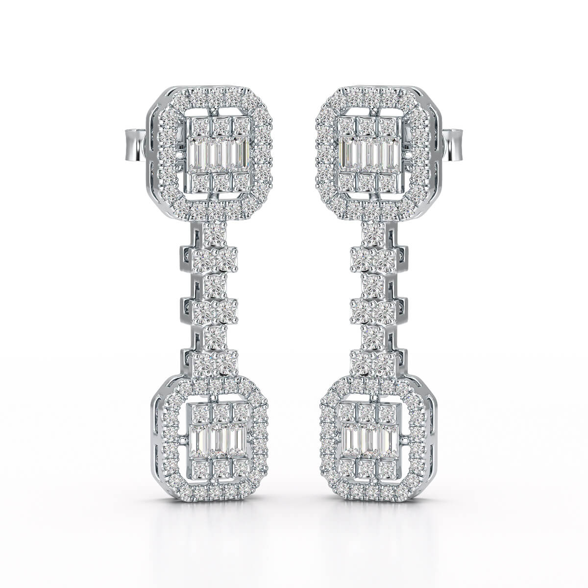 1.16 CT Baguette Cut Lab Diamond Drop Earring