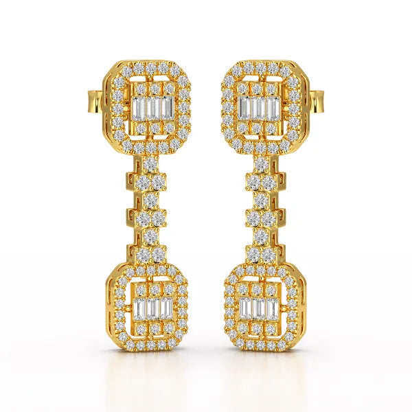 1.16 CT Baguette Cut Lab Diamond Drop Earring