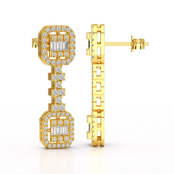 1.16 CT Baguette Cut Lab Diamond Drop Earring