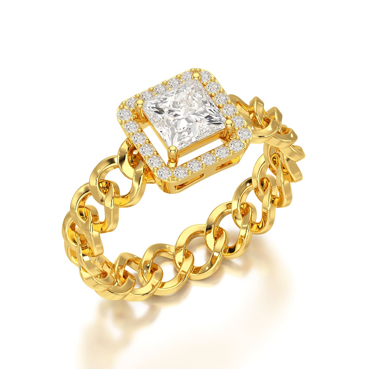 1.18 CT Princess Cut Halo Lab Diamond Ring