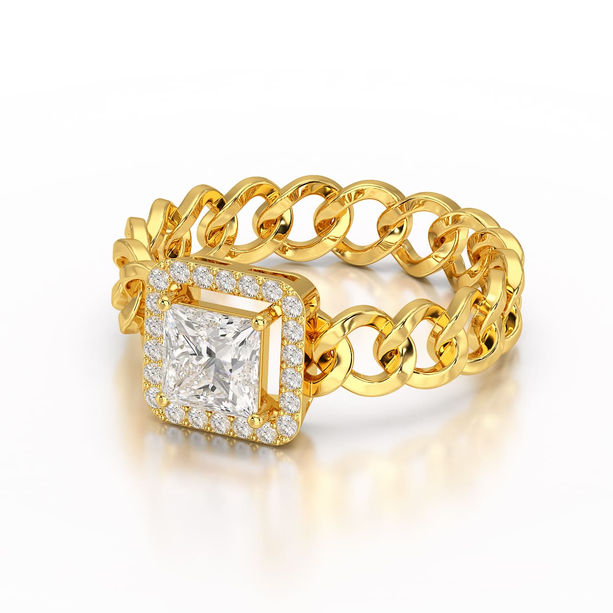 1.18 CT Princess Cut Halo Lab Diamond Ring