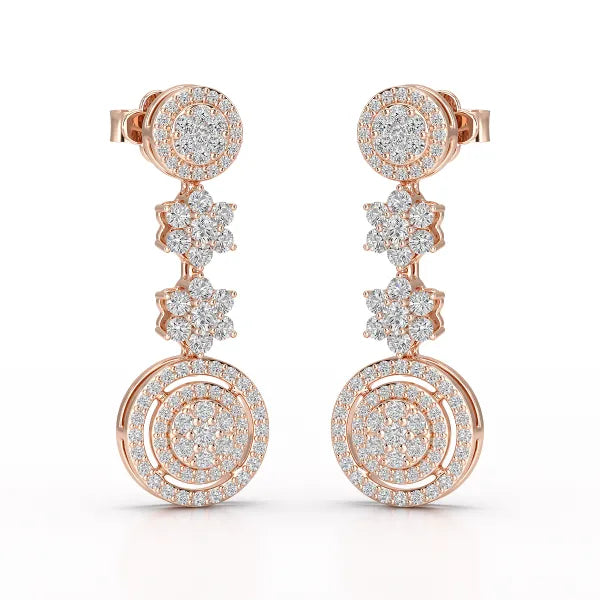 1.18 CT Round Cut Dangle Drop Lab Diamond Earring