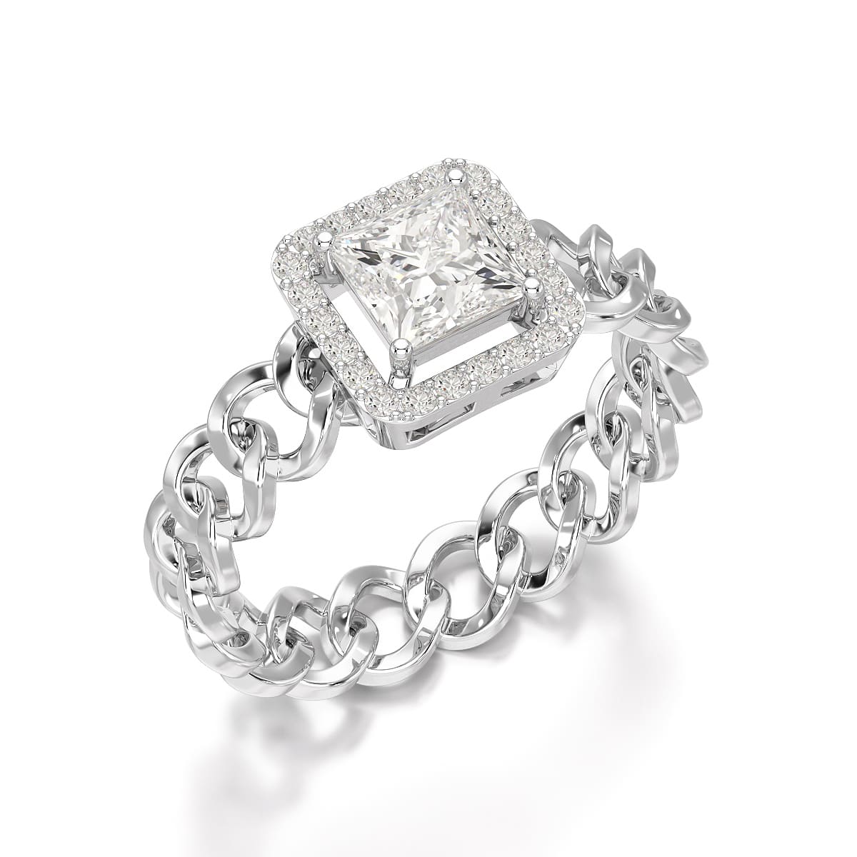 1.18 CT Princess Cut Halo Lab Diamond Ring