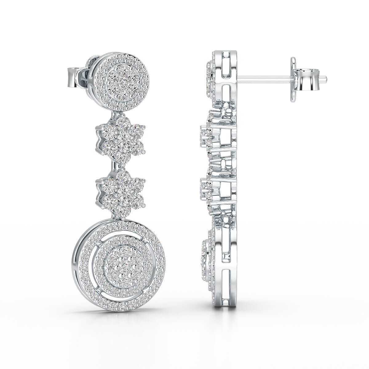 1.18 CT Round Cut Dangle Drop Lab Diamond Earring