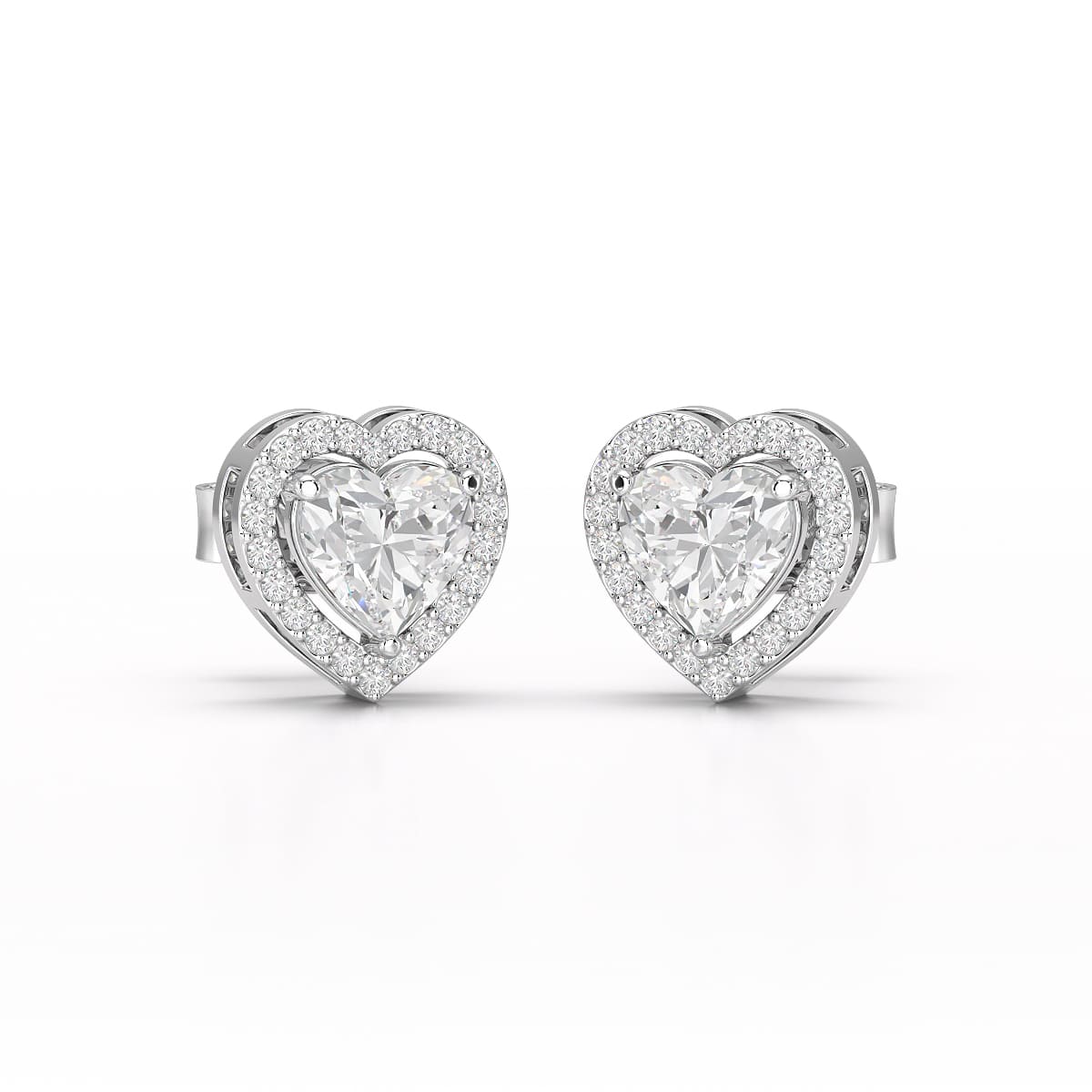 1.21 CT Lab Diamond Heart Shape Stud Earrings