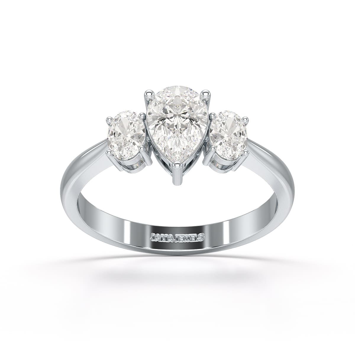 1.25 CT Three Stone Pear Oval Cut Lab Diamond Ring