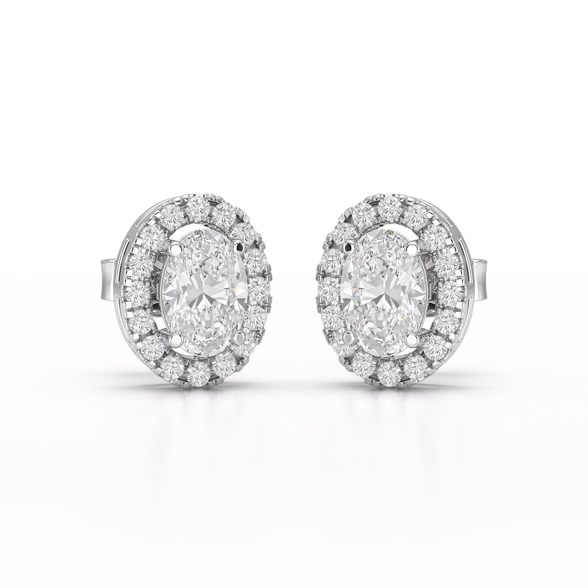 1.32 CT Lab Diamond Oval Cut Stud Earrings