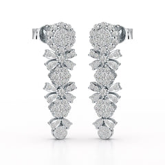 1.34 CT Lab Diamond Flower Drop Earring