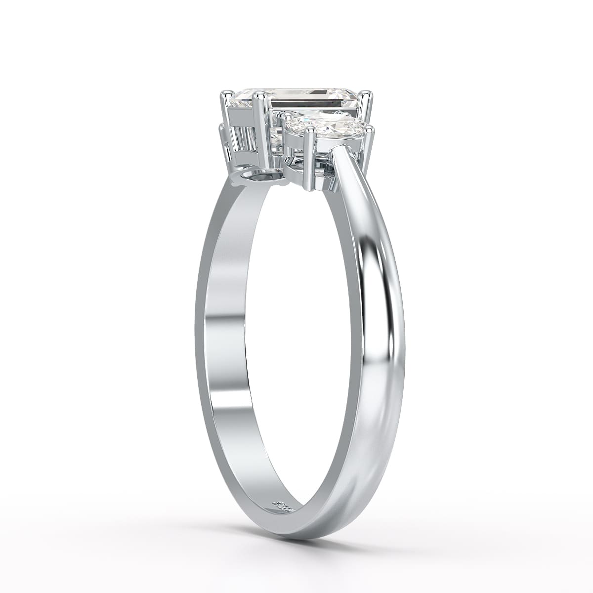 1.3 CT Three Stone Emerald Oval Cut Lab Diamond Ring