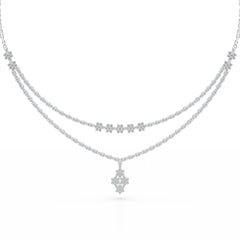 Lab Diamond 2.9 CT Two Layered Necklace