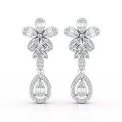 1.4 CT Baguette Cut Lab Diamond  Dangle Drop Earring