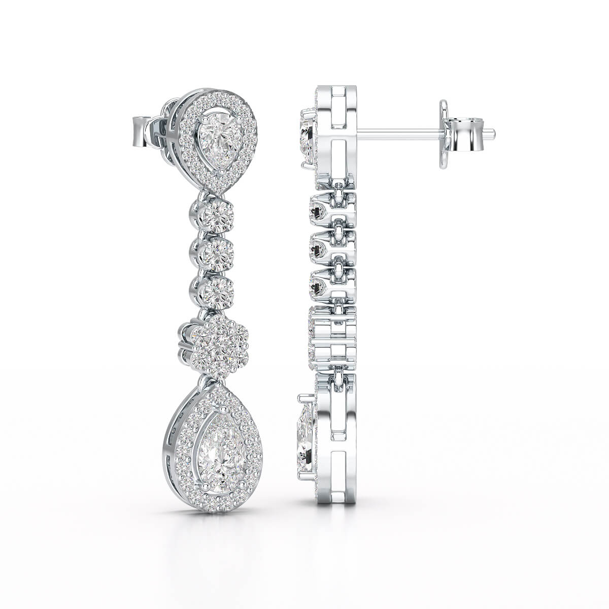 1.57 CT Pear Cut Lab Diamond Earring