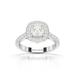 1.61 CT Cushion Cut Halo Lab Diamond Ring