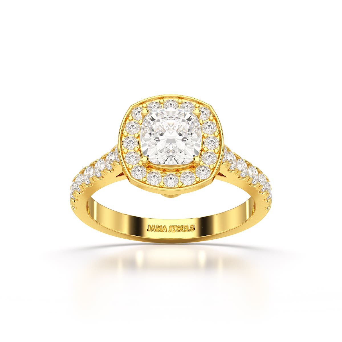 1.61 CT Cushion Cut Halo Lab Diamond Ring