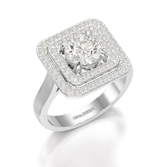 1.63 CT Lab Diamond Round Cut Halo Ring