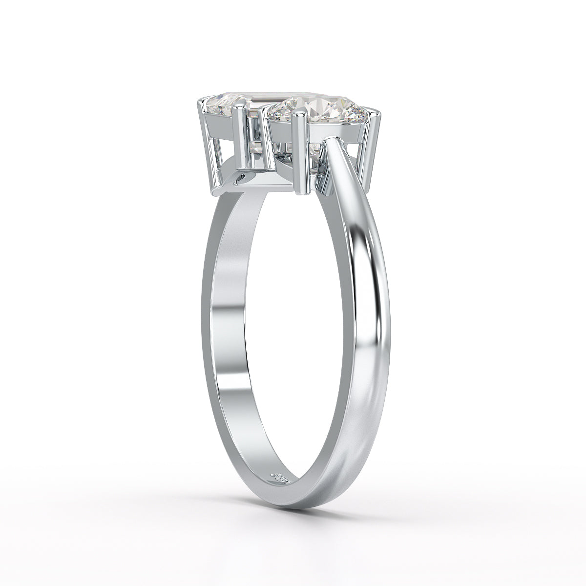 1.6 CT Emerald and Round Lab Diamond Ring