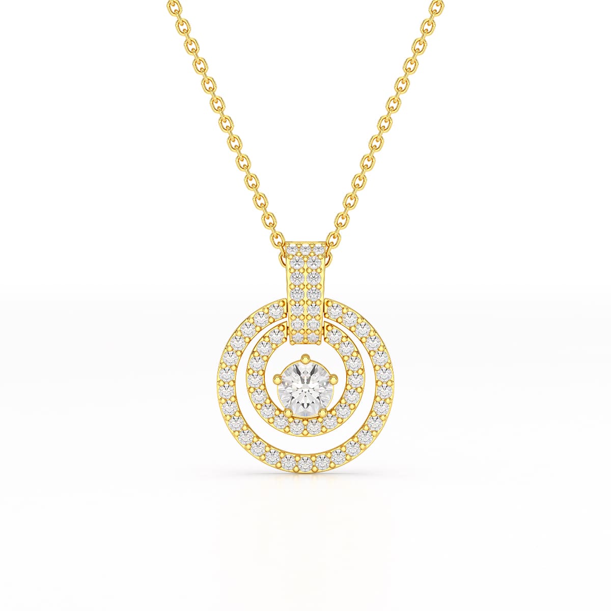 1.6 CT Lab Diamond Round Cut Chain Pendant