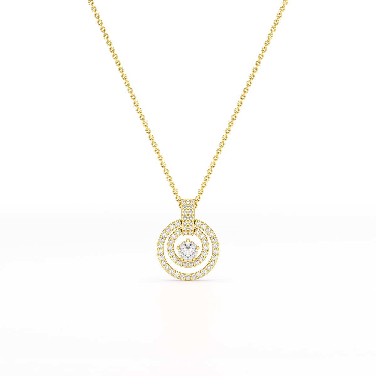 1.6 CT Lab Diamond Round Cut Chain Pendant