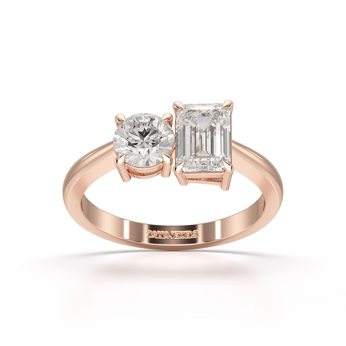 1.6 CT Emerald and Round Lab Diamond Ring