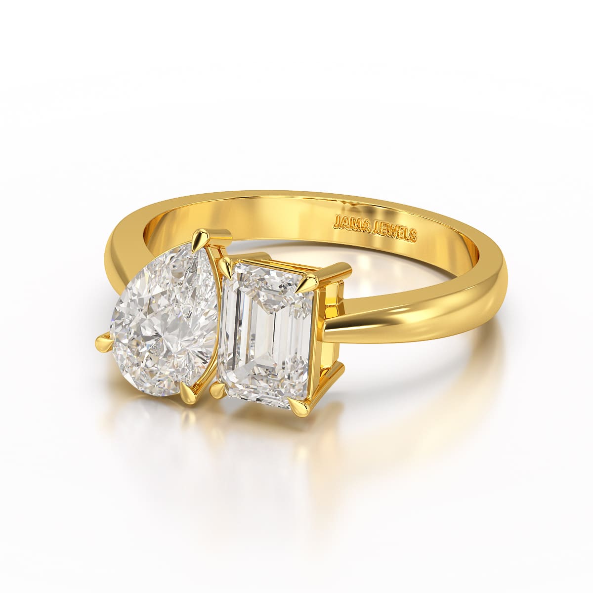 1.8 CT Emerald and Pear Lab diamond Ring