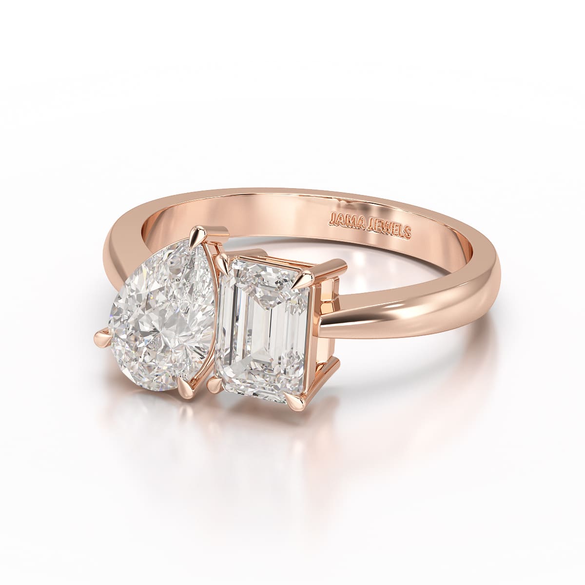 1.8 CT Emerald and Pear Lab diamond Ring