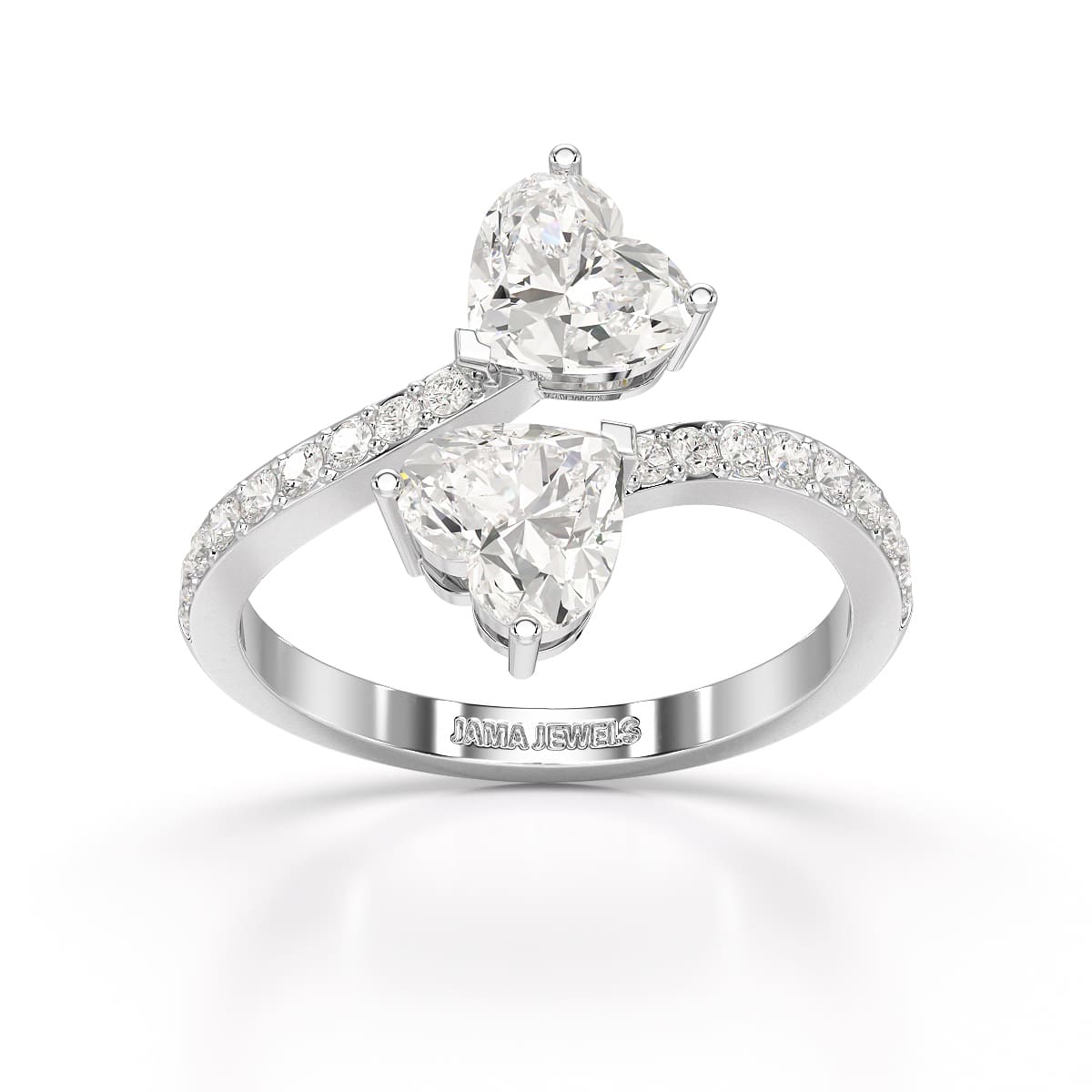 2.1 CT Double Heart Shaped Lab Diamond Ring