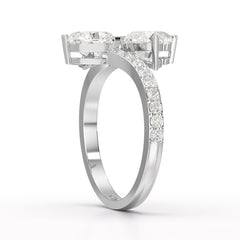 2.1 CT Double Heart Shaped Lab Diamond Ring