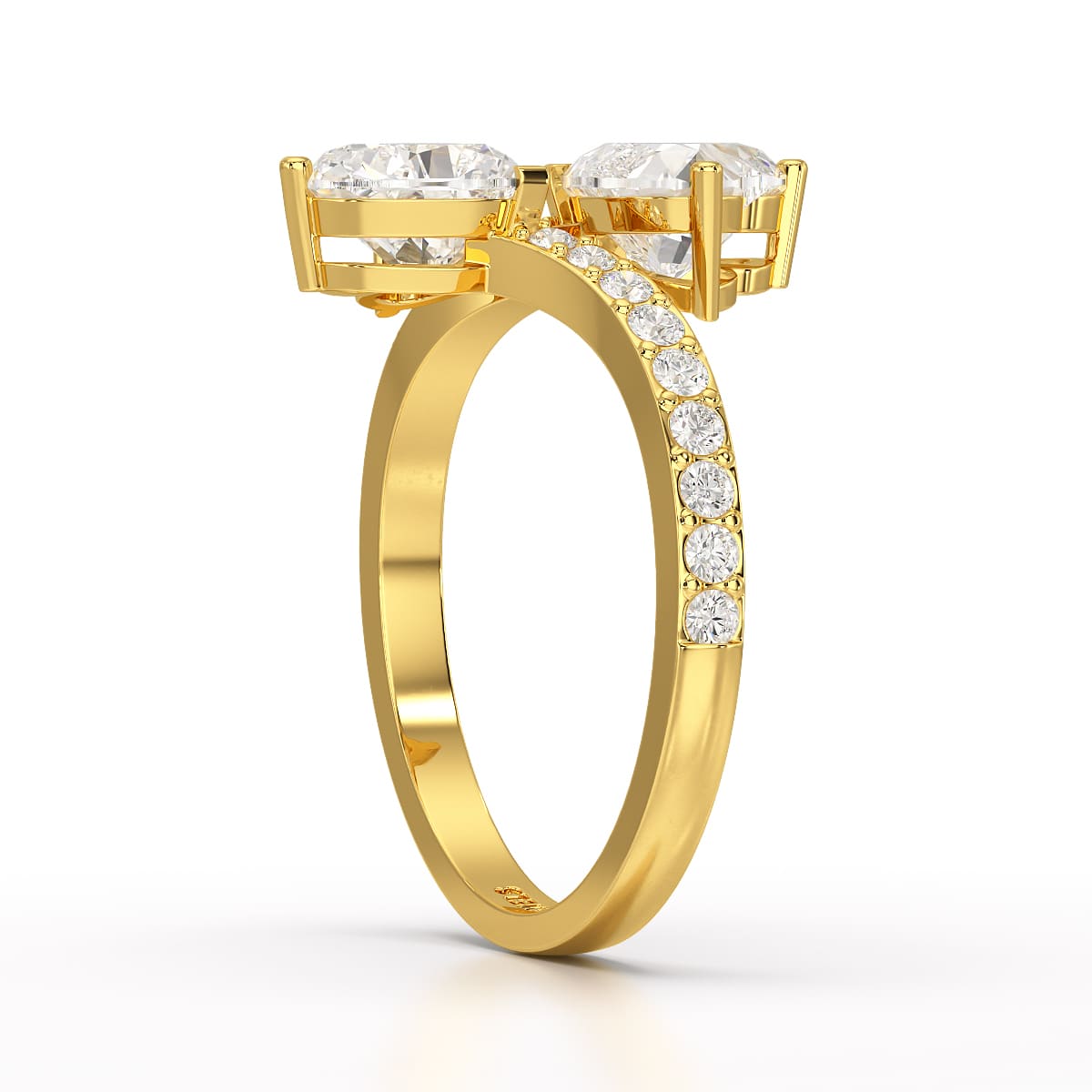 2.1 CT Double Heart Shaped Lab Diamond Ring