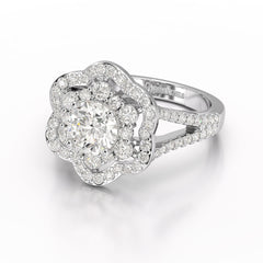 1.9 CT Round Cut Halo Lab Diamond Ring