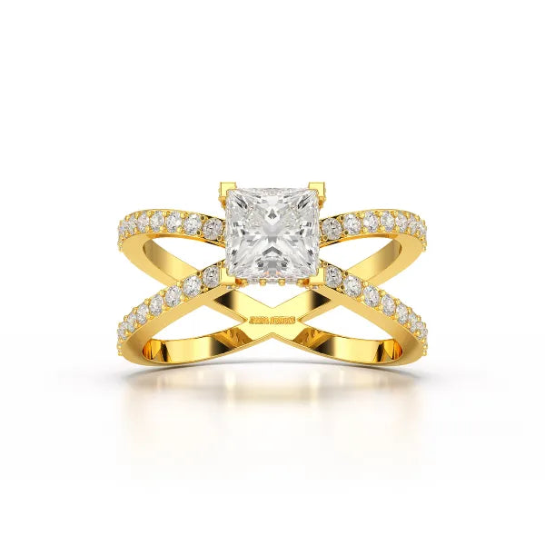 1.9 CT Princess Cut Butterfly Lab Diamond Ring